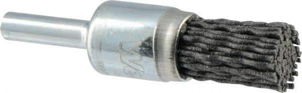 Weiler - 120 Grit, 1/2" Brush Diam, Crimped, End Brush - Fine Grade, 1/4" Diam Shank, 10,000 Max RPM - Top Tool & Supply