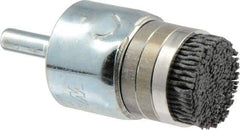 Weiler - 120 Grit, 1" Brush Diam, Crimped, End Brush - Fine Grade, 1/4" Diam Shank, 10,000 Max RPM - Top Tool & Supply