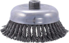 Weiler - 6" Diam, 5/8-11 Threaded Arbor, Steel Fill Cup Brush - 0.035 Wire Diam, 1-5/8" Trim Length, 6,000 Max RPM - Top Tool & Supply