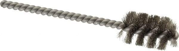 Weiler - 5/8" Diam Helical Stainless Steel Tube Brush - 0.005" Filament Diam, 1" Brush Length, 3-1/2" OAL, 3/16" Diam Stainless Steel Shank - Top Tool & Supply