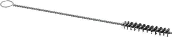 Weiler - 2" Long x 3/8" Diam Steel Hand Tube Brush - Single Spiral, 8" OAL, 0.006" Wire Diam, 1/8" Shank Diam - Top Tool & Supply