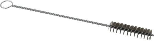 Weiler - 2" Long x 1/2" Diam Steel Hand Tube Brush - Single Spiral, 8" OAL, 0.004" Wire Diam, 1/8" Shank Diam - Top Tool & Supply