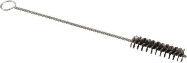 Weiler - 2" Long x 1/2" Diam Steel Hand Tube Brush - Single Spiral, 8" OAL, 0.006" Wire Diam, 1/8" Shank Diam - Top Tool & Supply