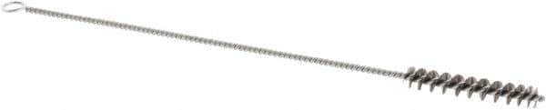 Weiler - 1-1/2" Long x 1/4" Diam Stainless Steel Hand Tube Brush - Single Spiral, 7" OAL, 0.003" Wire Diam, 3/32" Shank Diam - Top Tool & Supply
