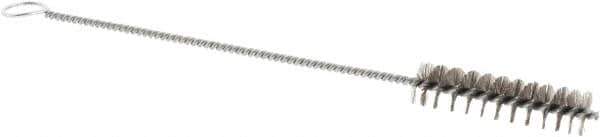 Weiler - 2" Long x 1/2" Diam Stainless Steel Hand Tube Brush - Single Spiral, 8" OAL, 0.004" Wire Diam, 1/8" Shank Diam - Top Tool & Supply