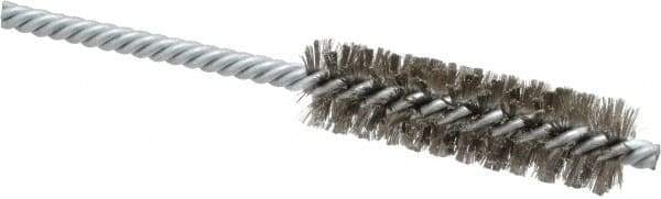 Weiler - 3/4" Diam Helical Stainless Steel Tube Brush - Double Spiral, 0.006" Filament Diam, 2-1/2" Brush Length, 5-1/2" OAL, 1/4" Diam Shank - Top Tool & Supply