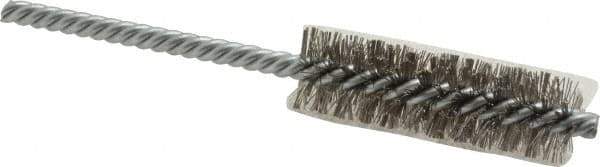 Weiler - 3/4" Diam Helical Stainless Steel Tube Brush - Double Spiral, 0.0104" Filament Diam, 2-1/2" Brush Length, 5-1/2" OAL, 1/4" Diam Shank - Top Tool & Supply