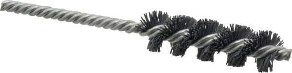 Weiler - 3/4" Diam Helical Nylon Tube Brush - Single Spiral, 0.022" Filament Diam, 2-1/2" Brush Length, 5-1/2" OAL, 1/4" Diam Shank - Top Tool & Supply