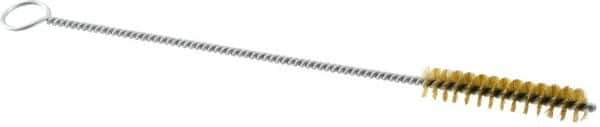 Weiler - 2" Long x 3/8" Diam Brass Hand Tube Brush - Single Spiral, 8" OAL, 0.004" Wire Diam, 1/8" Shank Diam - Top Tool & Supply