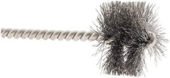 Weiler - 1-1/2" Diam Helical Steel Tube Brush - 0.0104" Filament Diam, 1" Brush Length, 3-1/2" OAL, 1/4" Diam Stainless Steel Shank - Top Tool & Supply