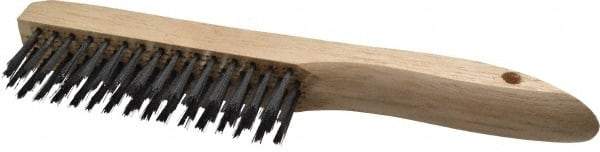 Weiler - 4 Rows x 16 Columns Shoe Handle Steel Scratch Brush - 5" Brush Length, 10" OAL, 1" Trim Length, Wood Shoe Handle - Top Tool & Supply