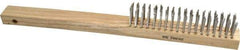 Weiler - 4 Rows x 18 Columns Curved Handle Stainless Steel Scratch Brush - 6" Brush Length, 14" OAL, 1" Trim Length, Wood Curved Handle - Top Tool & Supply