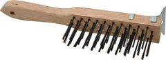 Weiler - 4 Rows x 11 Columns Steel Scratch Brush - 5" Brush Length, 11-1/2" OAL, 1-5/8" Trim Length, Wood Straight Handle - Top Tool & Supply