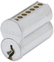 Falcon - 7 Pins, Falcon A Keyway Keying, Small Format IC Cylinder - Satin Chrome Coated, Brass - Top Tool & Supply