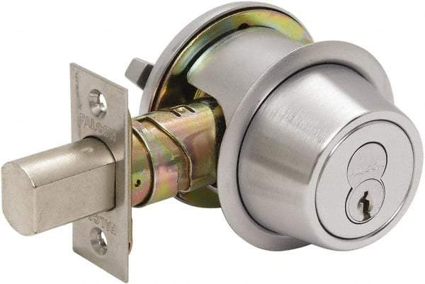 Falcon - Less Cylinder - SFIC Keying, Single Cylinder Deadbolt - Satin Chrome Coated, Steel - Top Tool & Supply