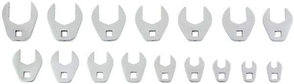 Proto - 16 Piece 3/8" Drive Open End Crowfoot Wrench Set - 9, 10, 11, 12, 13, 14, 15, 16, 17, 18, 19, 20, 21, 22, 23 & 24mm - Top Tool & Supply