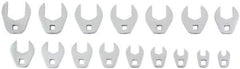 Proto - 16 Piece 3/8" Drive Open End Crowfoot Wrench Set - 9, 10, 11, 12, 13, 14, 15, 16, 17, 18, 19, 20, 21, 22, 23 & 24mm - Top Tool & Supply