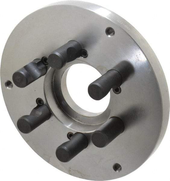 Buck Chuck Company - Adapter Back Plate for 8" Diam Self Centering Lathe Chucks - D1-5 Mount, 2.39" Through Hole Diam, 6.283mm ID, 7.87" OD, 0.794" Flange Height, Steel - Top Tool & Supply