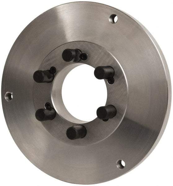 Buck Chuck Company - Adapter Back Plate for 12" Diam Self Centering Lathe Chucks - D1-6 Mount, 2" Through Hole Diam, 10.221mm ID, 12.6" OD, 0.989" Flange Height, Steel - Top Tool & Supply