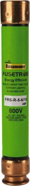 Cooper Bussmann - 300 VDC, 600 VAC, 5.6 Amp, Time Delay General Purpose Fuse - Fuse Holder Mount, 127mm OAL, 20 at DC, 200 (RMS) kA Rating, 13/16" Diam - Top Tool & Supply