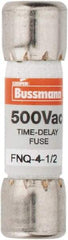 Cooper Bussmann - 500 VAC, 4.5 Amp, Time Delay General Purpose Fuse - Fuse Holder Mount, 1-1/2" OAL, 10 at AC kA Rating, 13/32" Diam - Top Tool & Supply