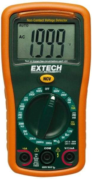 Extech - EX310, CAT III, 600 VAC/VDC, Digital Manual Ranging Multimeter - 200 mOhm, Measures Voltage, Current, Resistance - Top Tool & Supply