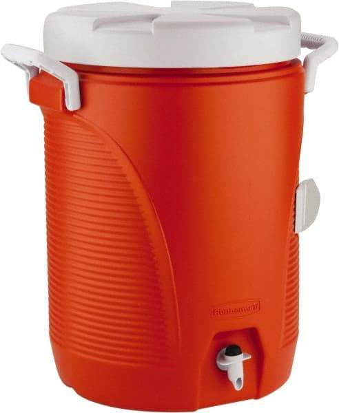 Rubbermaid - 5 Gal Beverage Cooler - Plastic, Orange/White - Top Tool & Supply