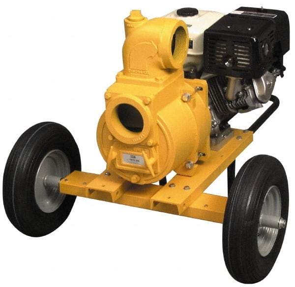 American Machine & Tool - 13.0 HP, 3,600 RPM, 4 Port Size, 2 Solids Handling, Honda OHV, Self Priming Engine Pump - Aluminum, 6.9 Quart Tank Size, Buna-N and Silicon Carbide Shaft Seal, Stainless Steel Shaft Sleeve - Top Tool & Supply