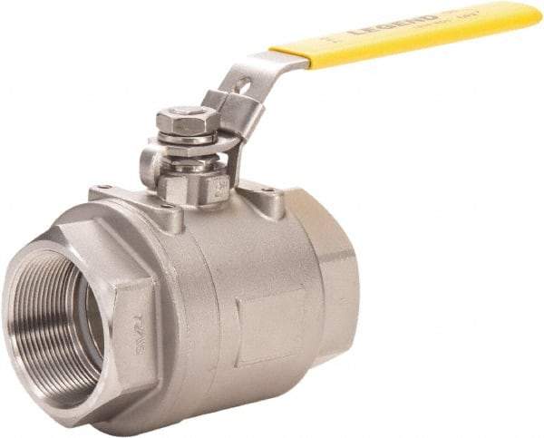 Legend Valve - 4" Pipe, Full Port, Stainless Steel Full Port Ball Valve - 2 Piece, FNPT x FNPT Ends, Locking Lever Handle, 800 WOG, 150 WSP - Top Tool & Supply