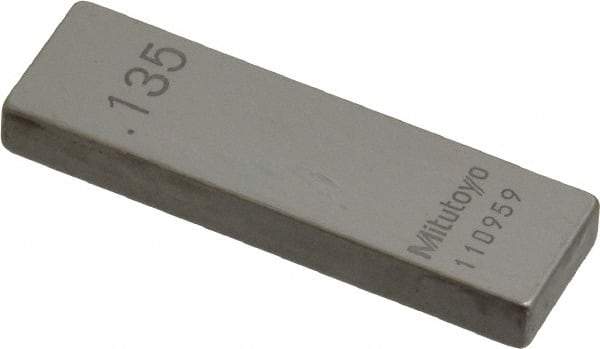 Mitutoyo - 0.135" Rectangular Steel Gage Block - Accuracy Grade AS-1, Includes Certificate of Inspection - Top Tool & Supply