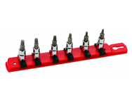 6 Piece - T10 - T30 on Rail - 1/4" Square Drive with 1/4" Replaceable Hex Bit - Torx Bit Socket Set - Top Tool & Supply