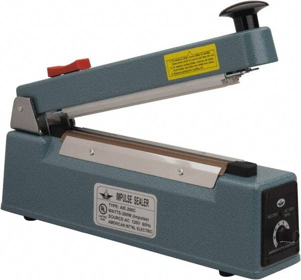 Value Collection - 8" Max Seal, 6 mil Thick, Table Top Thermal Impulse Sealer with Cutter - 260 Watts - Top Tool & Supply