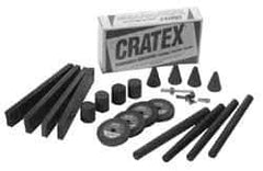 Cratex - 22 Piece Rubberized Abrasive Point Set - Includes 4 Blocks, 4 Cones, 2 Mandrels, 4 Sticks & 4 Wheels - Top Tool & Supply