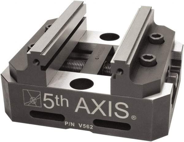 5th Axis - 5" Jaw Width, Manual Self Centering Vise - 6" OAL x 5" OAW x 3" OAH - Top Tool & Supply