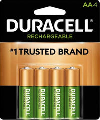 Duracell - Size AA, NiMH, 4 Pack, Standard Battery - 1.2 Volts, Button Tab Terminal, 61951-2:2003-04 - Top Tool & Supply