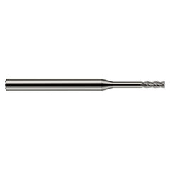 Miniature End Mills - Long Reach, Standard Flute - 0.0600″ Cutter Diameter × 0.1800″ Length of Cut × 0.7200″ Reach Carbide Square End Mill, 4 Flutes - Exact Industrial Supply