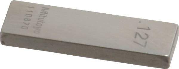 Mitutoyo - 0.127" Rectangular Steel Gage Block - Accuracy Grade 0, Includes Certificate of Inspection - Top Tool & Supply