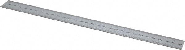 SPI - 12" Long, 1/100, 1/10" and 0.5, 1mm Graduation, Rigid Steel Rule - Decimal/Metric Graduation Style, 1" Wide, Silver, Satin Chrome Finish - Top Tool & Supply