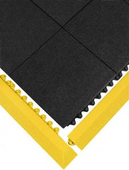 Wearwell - 39" Long x 3" Wide x 5/8" Thick, Anti-Fatigue Modular Matting Ramp Edge - Male, Yellow, For Dry & Wet Areas, Series 572 - Top Tool & Supply