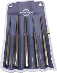 Mayhew - 5 Piece, 1/8 to 3/8", Pin Punch Set - Round Shank, Comes in Vinyl Pouch - Top Tool & Supply