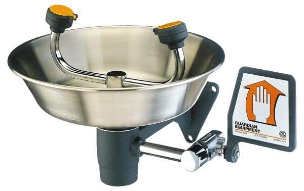 PRO-SAFE - Wall Mount, Stainless Steel Bowl, Eyewash Station - 1/2" Inlet - Top Tool & Supply