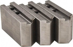 H & R Manufacturing - 1.5mm x 60° Serrated Attachment, Square Soft Lathe Chuck Jaw - 3 Jaws, Steel, 1" Btw Mount Hole Ctrs, 4-1/4" Long x 1-1/2" Wide x 2-1/2" High, 0.551" Groove, 12mm Fastener - Top Tool & Supply