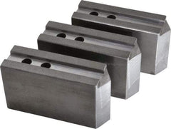 H & R Manufacturing - 1.5mm x 60° Serrated Attachment, Square Soft Lathe Chuck Jaw - 3 Jaws, Steel, 1.181" Btw Mount Hole Ctrs, 6-1/4" Long x 2" Wide x 3-1/2" High, 0.71" Groove, 14mm Fastener - Top Tool & Supply