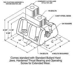 H & R Manufacturing - 12" Max Chuck Diam Compatibility, Cast Steel (Base) Bullard Hard Lathe Master Jaws - 10" Wide x 12" Long x 8-5/8" High - Top Tool & Supply