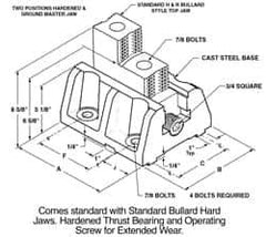 H & R Manufacturing - 12" Max Chuck Diam Compatibility, Cast Steel (Base) Bullard Hard Lathe Master Jaws - 10" Wide x 12" Long x 8-5/8" High - Top Tool & Supply