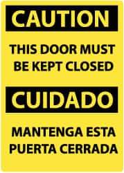 NMC - "Caution - This Door Must Be Kept Closed", 14" Long x 10" Wide, Rigid Plastic Safety Sign - Rectangle, 0.05" Thick, Use for Accident Prevention - Top Tool & Supply