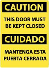 NMC - "Caution - This Door Must Be Kept Closed", 14" Long x 10" Wide, Rigid Plastic Safety Sign - Rectangle, 0.05" Thick, Use for Accident Prevention - Top Tool & Supply