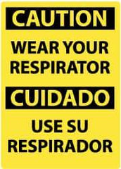 NMC - "Caution - Wear Your Respirator", 14" Long x 10" Wide, Rigid Plastic Safety Sign - Rectangle, 0.05" Thick, Use for Accident Prevention - Top Tool & Supply