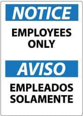 NMC - "Notice - Employees Only", 20" Long x 14" Wide, Pressure-Sensitive Vinyl Safety Sign - Rectangle, 0.004" Thick, Use for Security & Admittance - Top Tool & Supply