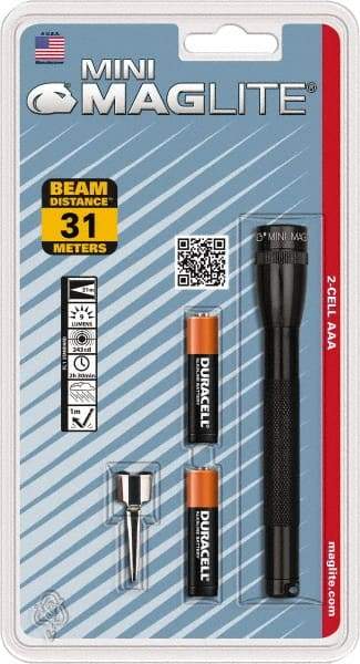 Mag-Lite - Krypton Bulb, 9 Lumens, Mini Flashlight - Black Aluminum Body, 2 AAA Alkaline Batteries Included - Top Tool & Supply